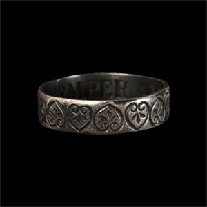 Georgian Silver Love Always Posy Ring Decorated with Hearts