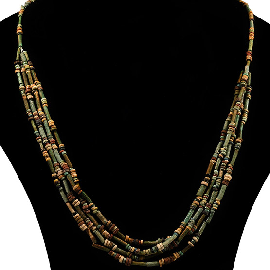 Egyptian Multi-Stranded Mummy Bead Necklace