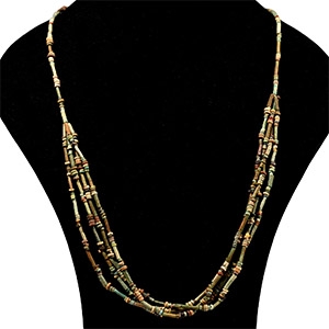 Egyptian Multi-Stranded Mummy Bead Necklace