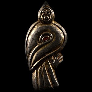 Pre-Viking Silver-Gilt Human-Headed Eagle Brooch