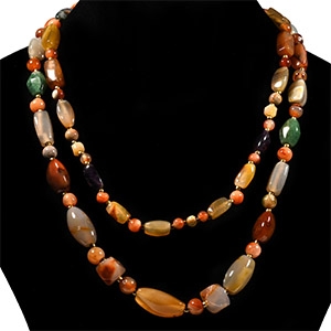 Mixed Polished Agate Bead Necklace