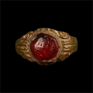 Medieval Bronze Ring with Cabochon