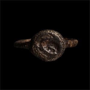 Roman Bronze Signet Ring with Bust