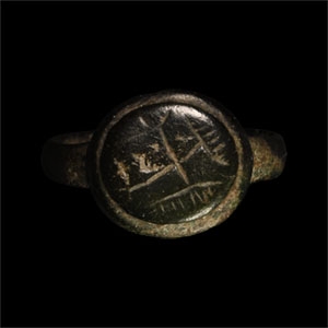 Medieval Bronze Ring with Cross Motif