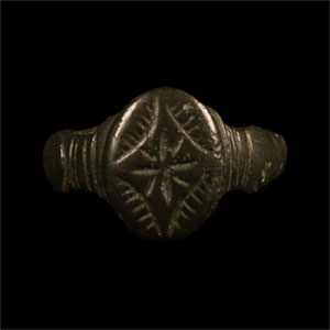 Medieval Bronze Ring with Star Motif