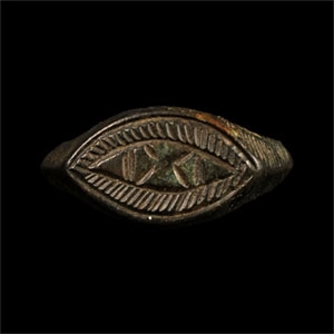 Medieval Bronze Ring with Eye Motif