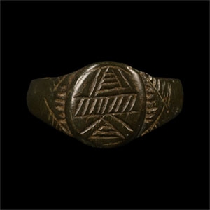 Medieval Bronze Ring with Geometric Motif