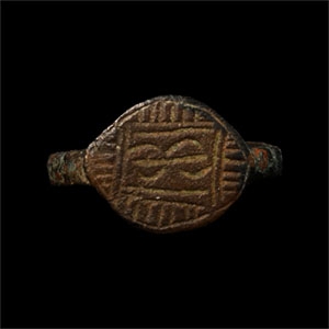 Medieval Bronze Ring with Hour Glass Motif