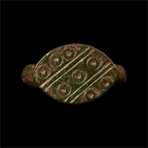 Medieval Bronze Ring with Ring-and-Dot Motifs