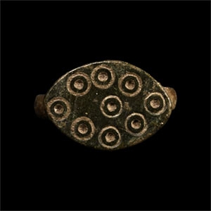 Medieval Bronze Ring with Ring-and-Dot Motifs