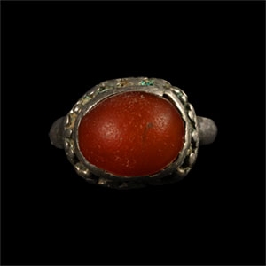 Post Medieval Silver Ring with Carnelian Cabochon