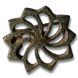 Roman Bronze Sun Wheel Plate Brooch