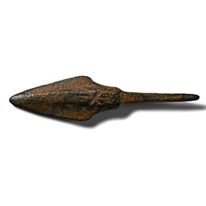 Roman Period Bronze Arrowhead with X Makers Mark