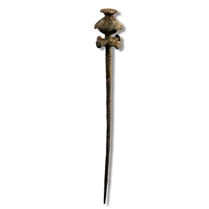Luristan Bronze Pin with Decorative Head