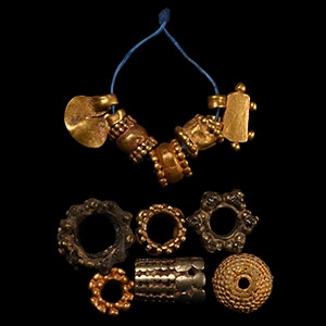 Western Asiatic Gold Bead and Pendant Group