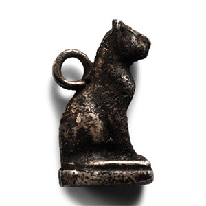 Egyptian Silver Goddess Bastet Cat Amulet
