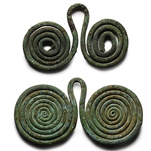 Bronze Age Spiral Pendant Pair