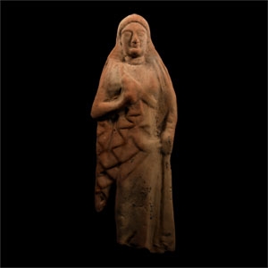 Archaic Greek Terracotta Statue of a Kore