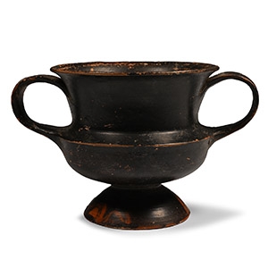Greek Black-Glazed Terracotta Kantharos