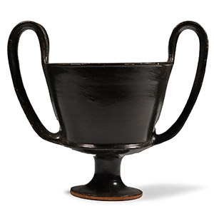Greek Terracotta Black-Glazed Kantharos