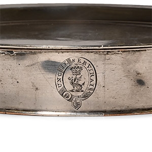 Highclere Castle White Metal Plate Warmer Set with Crest of Lord Carnarvon