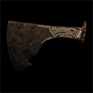 Viking Battle Axe Head with Silver Inlays