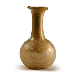 Roman Yellow Glass Bottle with Iridescence