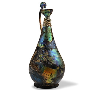 Large Western Asiatic Piriform Glass Jug with Iridescence