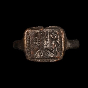 Roman Bronze Ring with Bust
