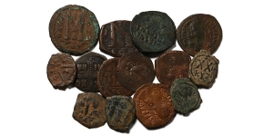  Group of Fourteen [14] Byzantine AE Coins.