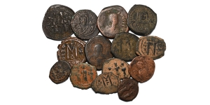 Group of Fourteen [14] Byzantine AE Coins.