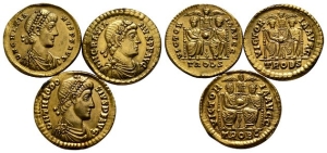 Group of Three [3] AE Reproductions of Roman Solidi.