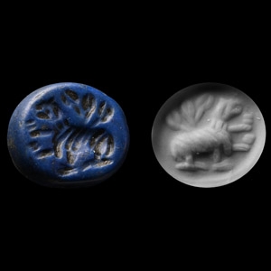 Graeco-Persian Lapis Lazuli Stamp Seal with Lion