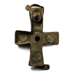 Byzantine Bronze Reliquary Cross Pendant