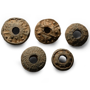 Medieval Decorated Lead Spindle Whorl Collection