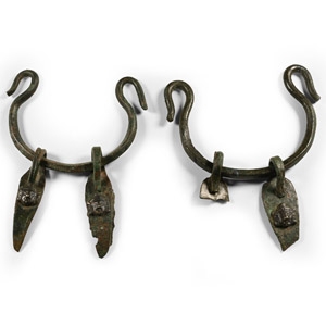 Romano-British Silchester Bronze Figural Vessel Handle Pair