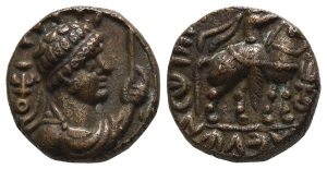 Kushan Empire, time of Kujula Kadphises to Vima Takto AE Didrachm.