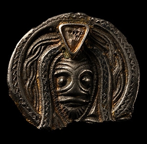 Scandinavian Viking Silver Mount with Bearded Mask