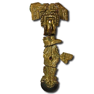 Anglo-Saxon Gilt Bronze Garnet Jewelled Great Square-Headed Brooch