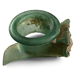 Large Roman Green Glass Square Bottle Top