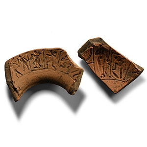 Romano-British Potters Bowl Mould Fragments with Winged Gods and Goddesses