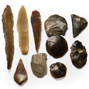 Stone Age French Flint Scraper and Knife Blade Collection