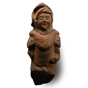 Romano-British Terracotta Figural Patera Handle of Dadophoros