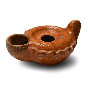 Byzantine Glazed Terracotta Oil Lamp