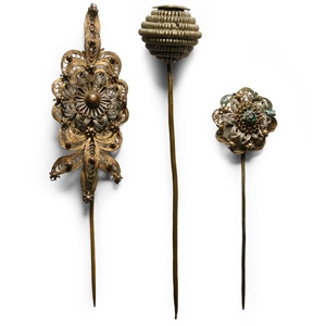 Post Medieval Gilt Hair Pin Group