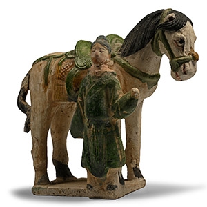 Chinese Ming Green Glazed Horse and Groom