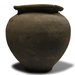 Romano-British Greyware Funerary Urn with Remains from Nene Valley