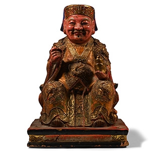 Chinese Gilded Wooden Temple Figure