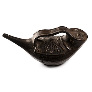 Romano-British Black-Glazed Scutum Type Oil Lamp