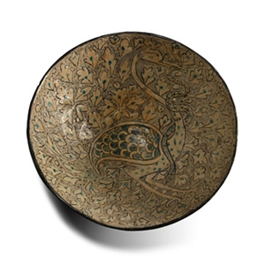 Western Asiatic Ceramic Bowl Depicting a Bird with Inscription